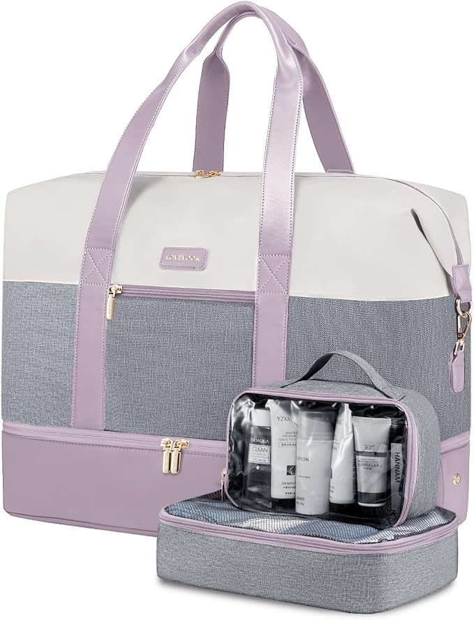 LOVEVOOK Weekender Bag for Women, Large Duffle Bag for Travel with 2 Packing Cubes, Carry on Overnight Bag with Shoe Compartment, Mom Hospital Bags for Labor and Delivery by LOVEVOOK