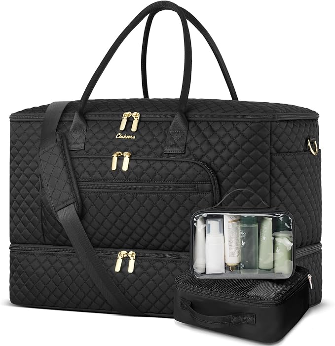 Travel Duffle Bag, Wide Open Large Weekender Bag for Women with Shoe Compartment, Carry on Overnight Bags with Toiletry Bag, Hospital Bag for Women Labor Delivery with Wet Pocket (3 Pcs) by Unknown