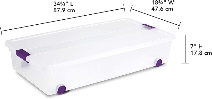 Sterilite 56 Quart ClearView Wheeled Latch Box, Clear Bin and Lid, 4 Pack | Clear Plastic Organizer Bins with Color Accent Latches and Wheels for Closet, Home Bedroom and Dorm Room - Image 2
