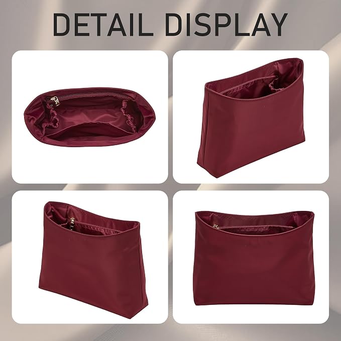 Brooklyn 28 Bag Insert, Purse Organizer Insert for Coach, Nylon Merlot | Waterproof Nylon For Coach Brooklyn Shoulder Bag 28, Lightweight, 5 Compartments Zipper Pocket, Elastic Holders - Image 8