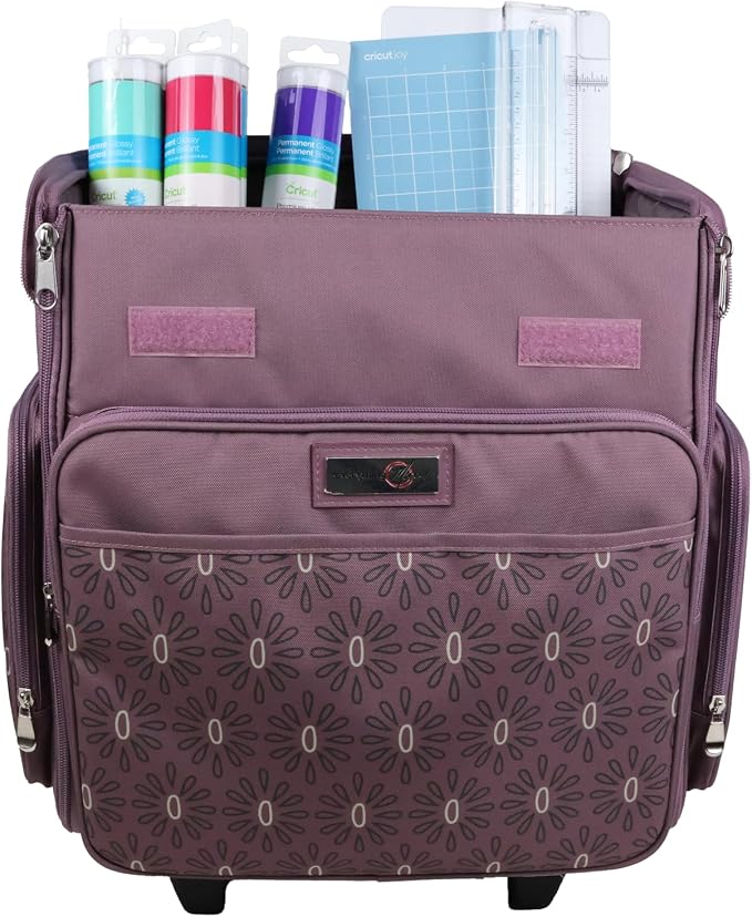 Everything Mary Rolling Scrapbook Tote – Purple Pattern Spacious Craft Storage with Multiple Pockets for Art Supplies, Tools & Essentials – Portable, Durable & Foldable - Image 5