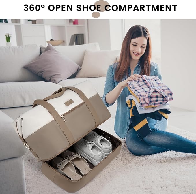 LOVEVOOK Weekender Bag for Women, Large Duffle Bag for Travel with 2 Packing Cubes, Carry on Overnight Bag with Shoe Compartment, Mom Hospital Bags for Labor and Delivery - Image 5