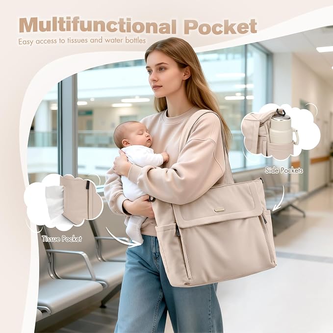 14L Puffer Diaper Bag Tote, Large Capacity Travel Diaper bags, Crossbody Hospital Bag for mom - Image 4