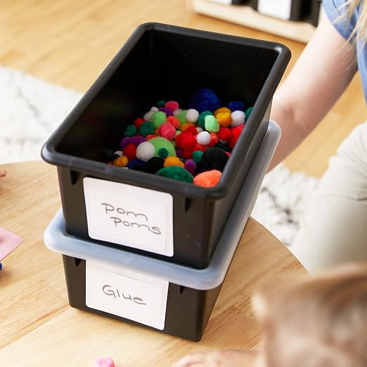 ECR4Kids Cubby Storage Plastic Bin with Lids, Multipurpose Organization, Black, 10-Piece | Durable plastic, GREENGUARD Gold Certified, 7 quart capacity, lightweight & nestable, easy-lift lids, classroom/home use - Image 10