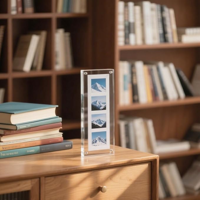 ILYXY 3 Pack Acrylic Frame 2x6, 20% Thicker, 20mm Thick Frameless Clear Picture Frame, Double Sided Magnetic Photo Frame, Free Standing Desktop Display Stand Acrylic Picture Frames - Image 3
