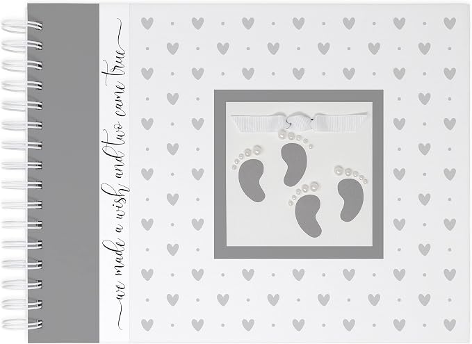 Personalized Twin Pregnancy Journal (8 Center Designs) - Hardcover Pregnancy Memory Book Customized with Babies’ Name, Nickname or Phrase - Prompted Journal for New Moms (Gray Hearts + Gray) by Unknown