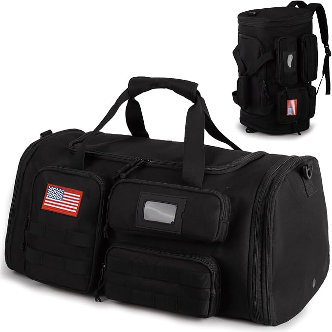 Expandable Gym Bag for Men,Tactical Large 3-in-1 Travel Duffle Backpack Bag | Water-Resistant Sports Bag With Shoes Compartment,Multi-Functional Travel Duffel Bag For Weekend, Overnight, Workout,Camping by ATRIPACK