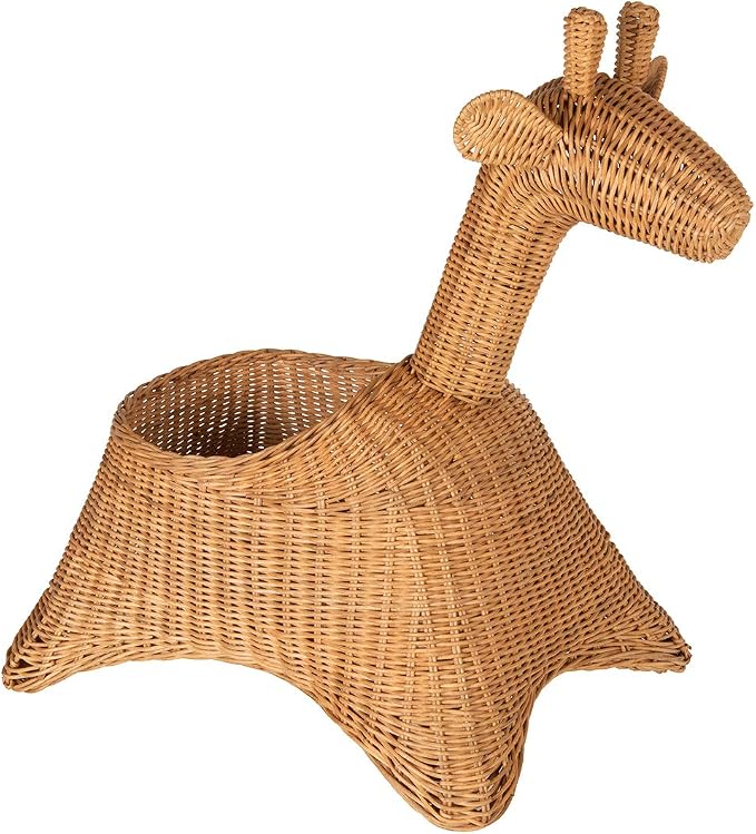 KOUBOO Wicker Giraffe, Naural Color Storage Basket, Brown | Playful animal-inspired design, spacious open storage, easy-access organization, charming accent for nurseries and playrooms by KOUBOO