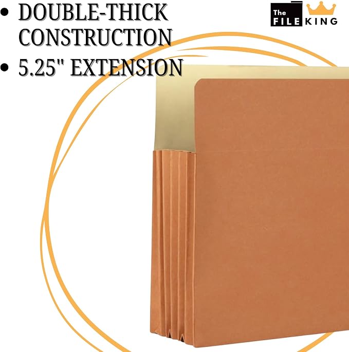 The File King Expanding Accordion File Folder – Legal Size | 5.25” Expansion, 50 Pack | Red Rope Expanding Pocket | Straight Cut Tab | Law, Accounting & Business Filing Organizer | Made in USA - Image 4