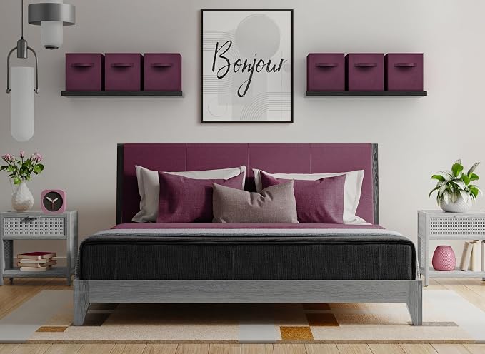 Sorbus Foldable Storage Cubes - 6 Fabric Baskets for Organizing Pantry, Closet, Shelf, Nursery, Playroom, Toy Box, Cubby - 11 Inch Dual Handle Collapsible Closet Organizers and Storage Bins (Purple) - Image 2