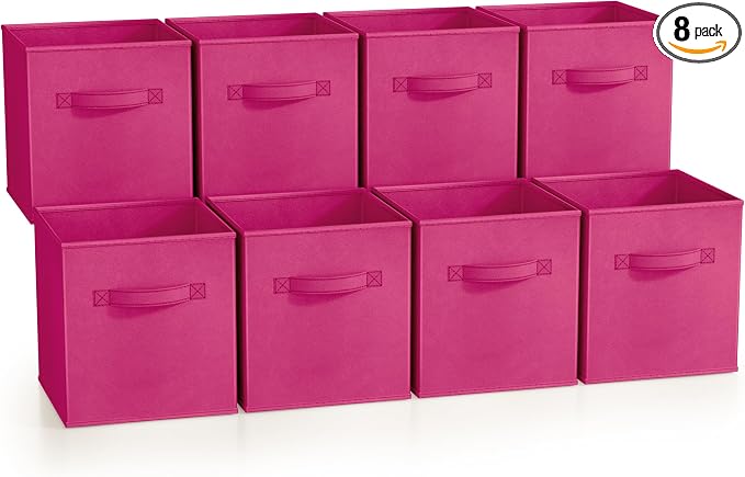 Sorbus Fabric Storage Cubes - 8 Foldable Storage Bins for Organizing Pantry, Cubbies, Toy Box - Clothes Storage & Closet Organizer - 11 Inch Collapsible Cube Baskets for Shelves with Handle by Sorbus