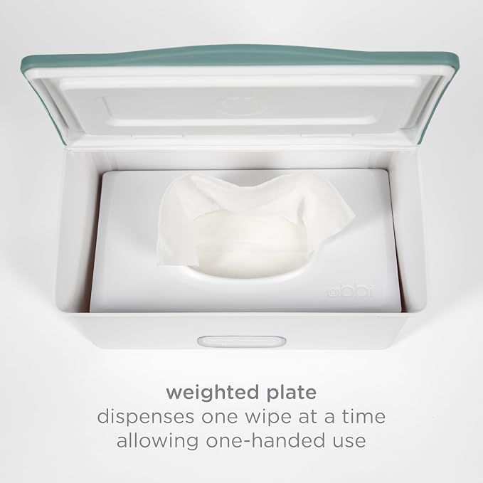 Ubbi Baby Wipes Dispenser with Weighted Plate, Open Water | Rubber Seal Keeps Wipes Fresh, Non-Skid Feet, Holds Standard Pack of Wipes, Baby Changing Station Essential - Image 3