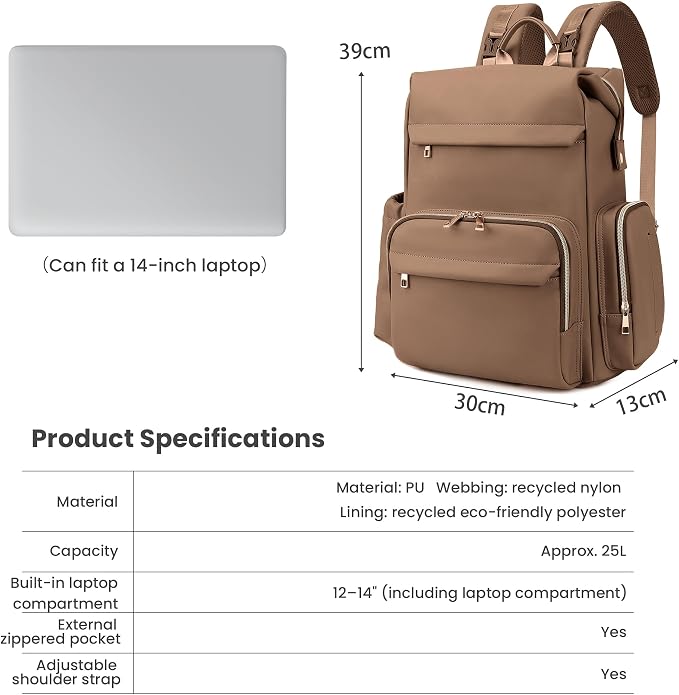 Large Capacity Diaper Bag Backpack with Changing Pad, Waterproof Baby Travel Backpack for Parents-Khaki - Image 8