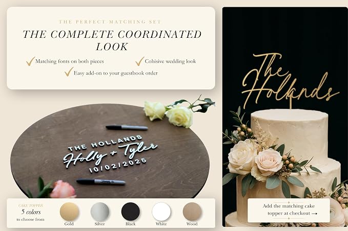 Personalized Round Guest Book Alternative Sign, Unique Guest Book Sign, Custom Alternative Guest Book, Wooden Guest Book, Wedding Ceremony Guestbook Sign (Design 6) - Image 6