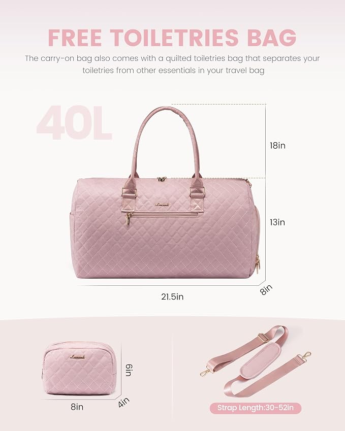 LOVEVOOK Travel Duffle Bag, Weekender Bag for Women with Toiletry Bag, Carry on Overnight Bag with Shoe Compartment, Gym Duffel Bag with Wet Pocket, Mommy Hospital Bags for Labor and Delivery - Image 8
