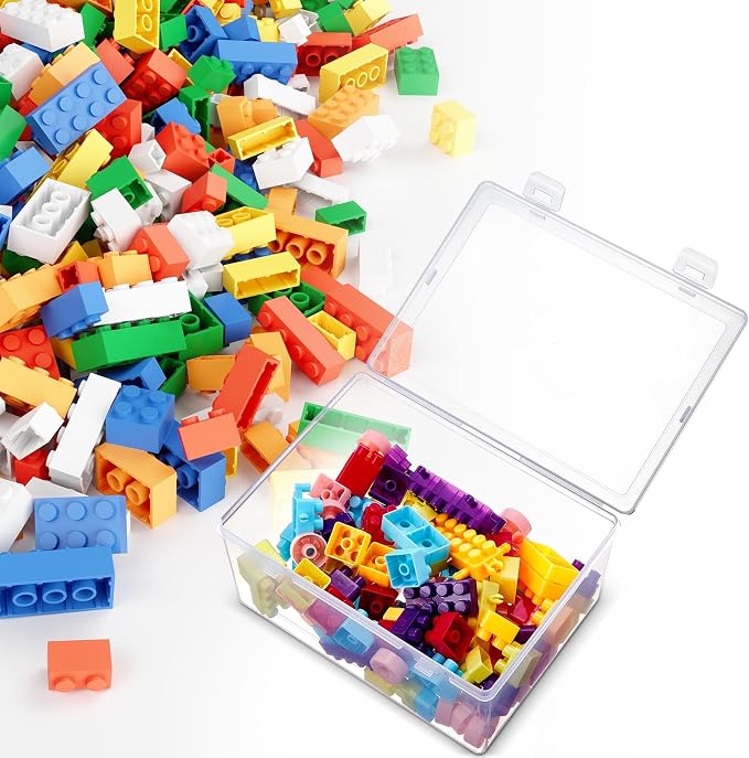 SiliFine 4 Pcs Clear Plastic Storage Bins with Lids Stackable for Toys | 7.1 x 5.2 x 3.4 Inch, Stackable, Organizer Containers, for Playroom Shelves, Holds Puzzles, Small Building Blocks, Crafts - Image 6