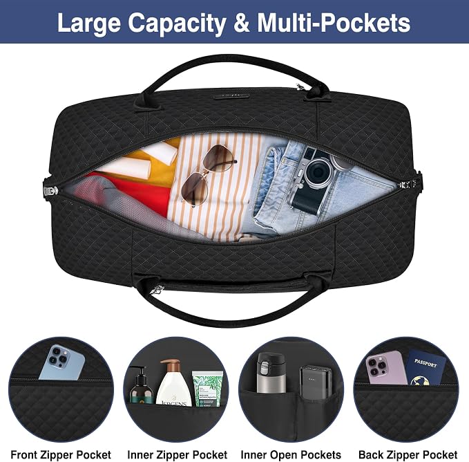 ITIEZY Weekender Bag for Women 21.5" Travel Duffel Large Carry On Bag 3PCS | Nylon Duffel Bag with Waterproof Shoe Compartment, Crossbody Bag and Toiletry Bag, Travel Weekend Hospital Overnight Gym Bag - Image 4