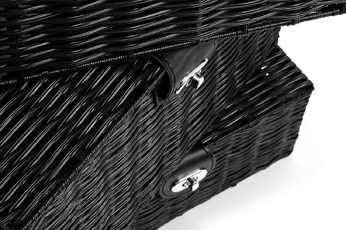 Set of 3 Woven Wicker Storage Basket Box with Lids & Lock, Built-in Carry Handles, Multifunctional Storage Organizer for Nursery, Baby, Clothes, Toys, Books, Large/Medium/Small Size (Black) - Image 8