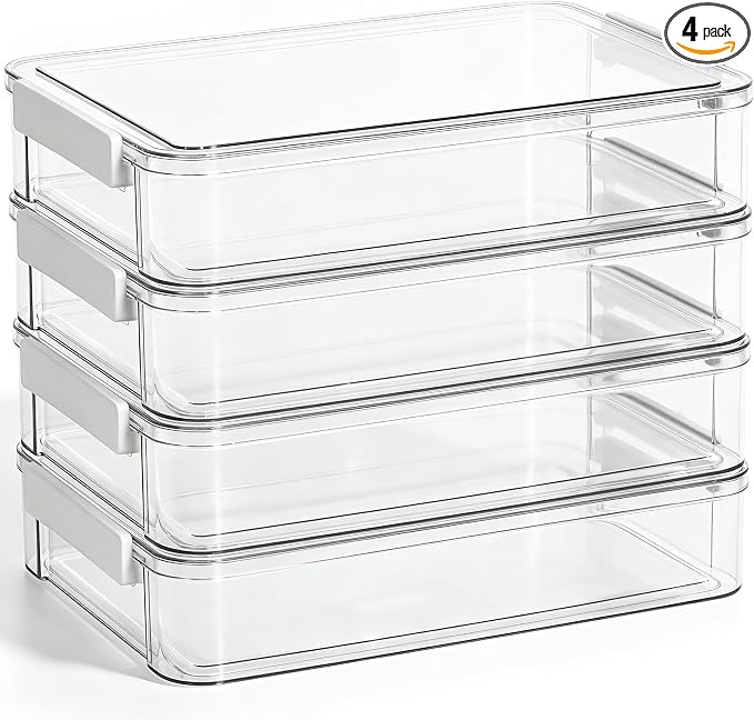 Citylife 4Packs 6Qt Paper Storage Box with Lids, Craft Organizer | Stackable Scrapbook Supplies, Art Materials, Creative Tools with Organized Storage for Craft Rooms and Classrooms by CITYLIFEHomeOrganization