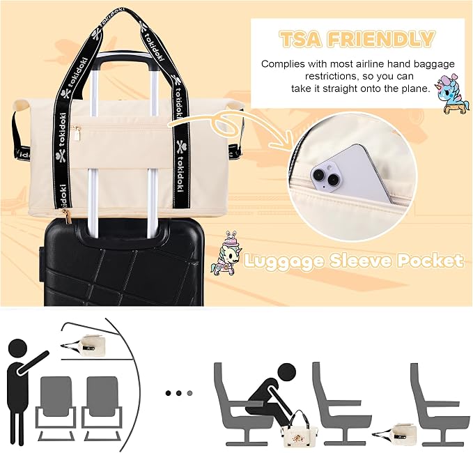 tokidoki Travel Duffle Bag, Weekender with Shoe Compartment Toiletry Bag | many compartments: laptop sleeve, wet-dry pocket, trolley sleeve. Includes toiletry bag. Carry-on. - Image 6