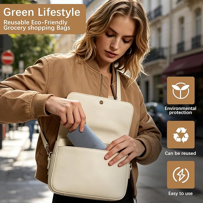 Reusable Grocery Bags 12.6 * 6.3 * 11.8 in - Non Woven Totes Bag with Reinforced Handles, Shopping Bags Bulk - Image 5