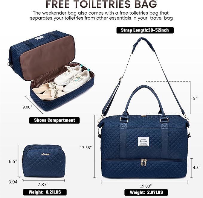 LOVEVOOK Travel Duffle Bag,Weekender Bags for Women with Shoe Compartment，Carry on Overnight Bag with Toiletry Bag,Gym Duffel Bag with Wet Pocket, Hospital Bags for Labor and Delivery - Image 2