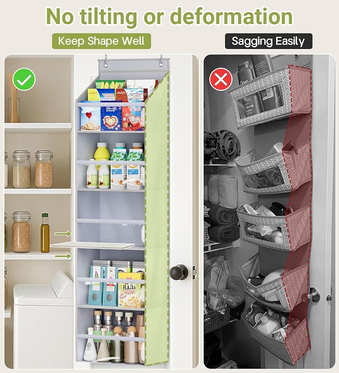 AOODA 2 Pack Over the Door Organizer, Large Capacity Closet Door Hanging Organizer, Clear Deep Pockets Baby Organizer Storage for Nursery, Bathroom, Bedroom, Pantry, Diapers (Grey) - Image 3