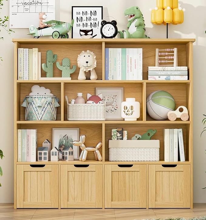 Toy Storage Organizer with Movable Drawer Toy Organizer for Kids | Kids Bookshelf and Toy Chest Storage with Hidden Wheels, Toy Organizers and Toy Storage for Playroom by finetones