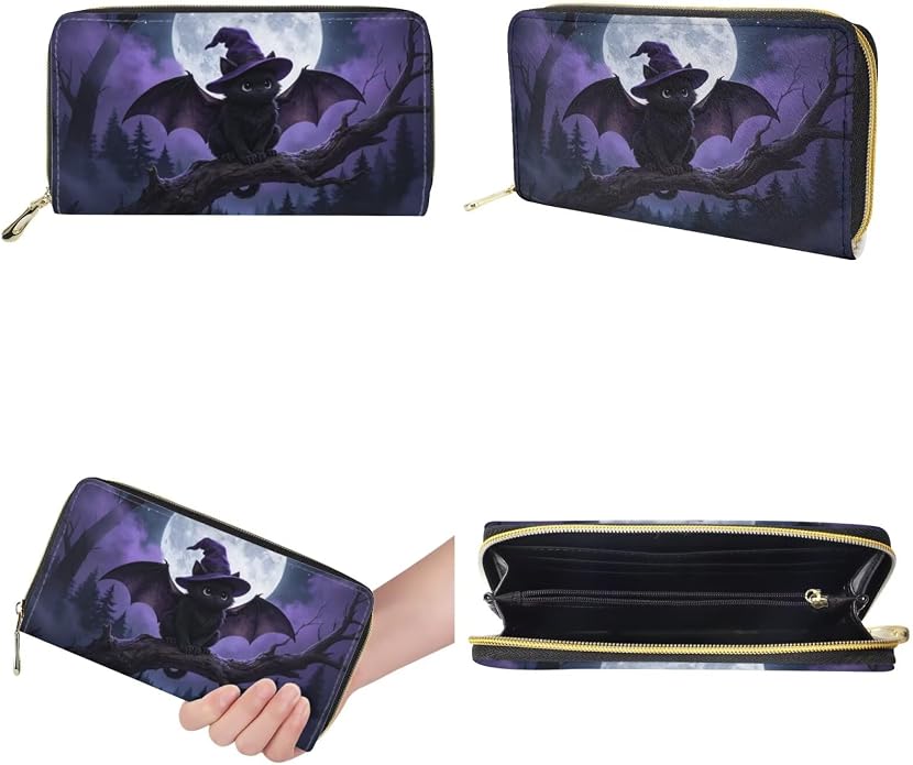 GIFTPUZZ Women Top Handle Bags Handbags with Zipper Leather Wallet Cash Card Phone Holder and Makeup Bag Set 3pcs - Image 7