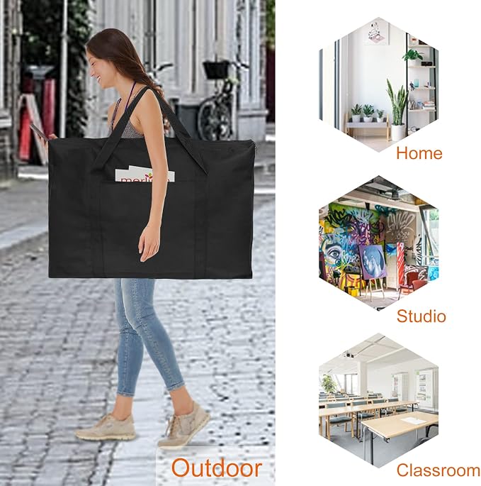Cupohus 25" x 37" Lightweight Art Portfolio Bag (Edition 2.0) with Outer Pockets and Handle, Student Carry Transport Storage Bag for 24" x 36" Artworks - Image 6