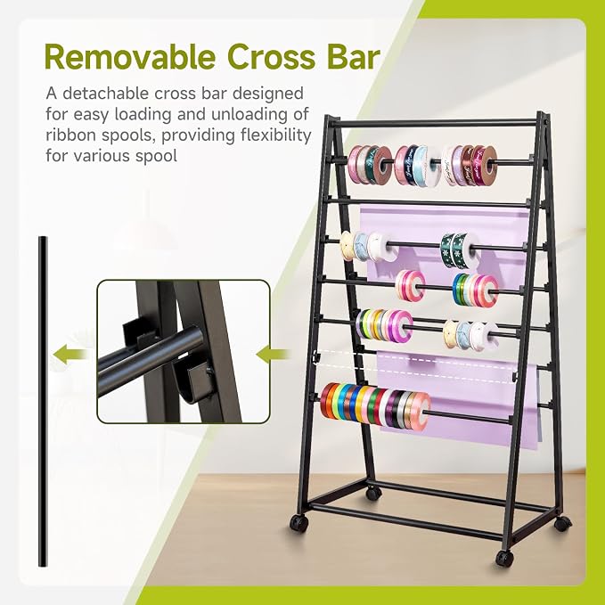 Ribbon Organizer, 15 Tier Metal Wire Spool Rack, Double-Sided Christmas Gift Wrapping Organizer Storage Ribbon Storage Rack for Craft Cake Shop Flower Store,Tie Scarf Rack Belt Towel Holder - Image 5