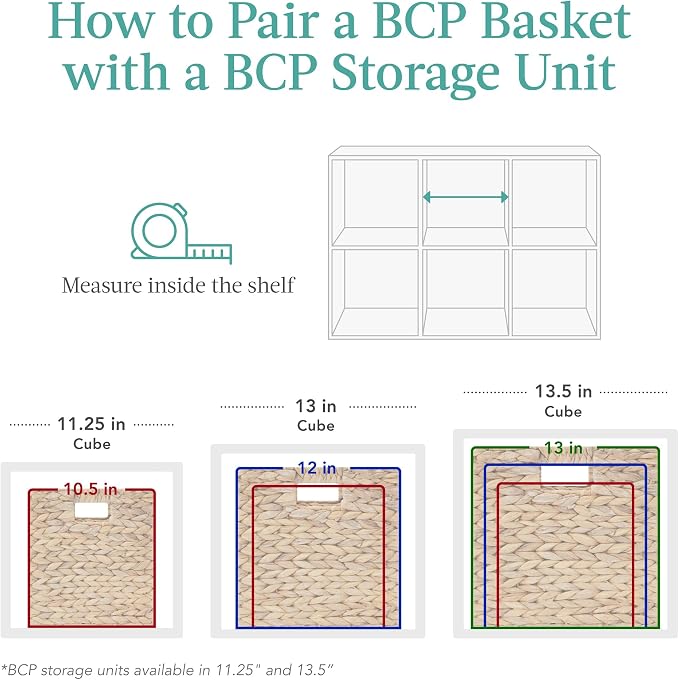 Best Choice Products 13x13in Pack of 5 Cube Storage Baskets, Water Hyacinth Multipurpose Collapsible Organizers, Handwoven Laundry Totes for Laundry, Living Room, Kids Room & Nursery - White - Image 6