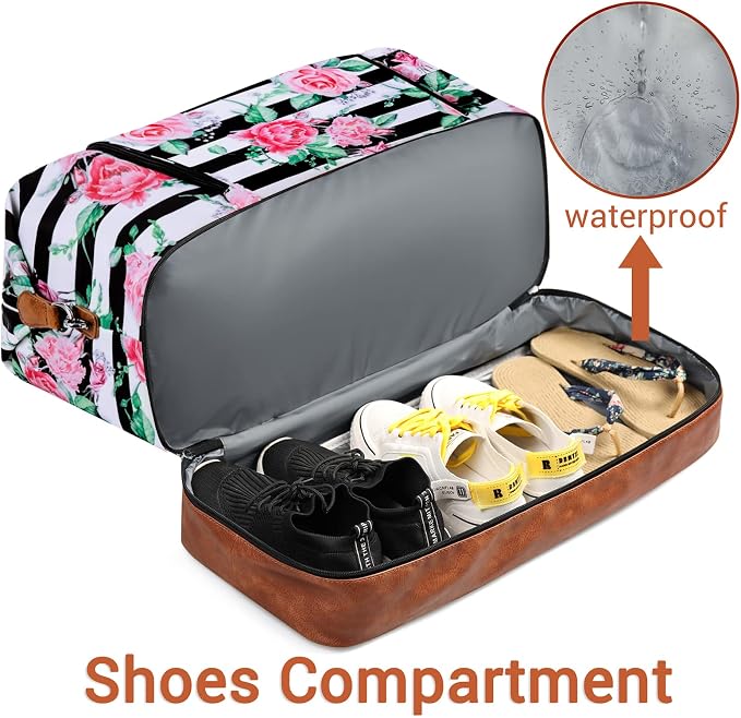 TIBES Travel Weekender Bag for Women, Overnight Bag with Shoe Compartment | 3PCS Large Travel Duffel Bag for Gym, Travel, Hospital, Business Trip, Carry On Tote, Wet & Dry Separation, Water Resistant - Image 4