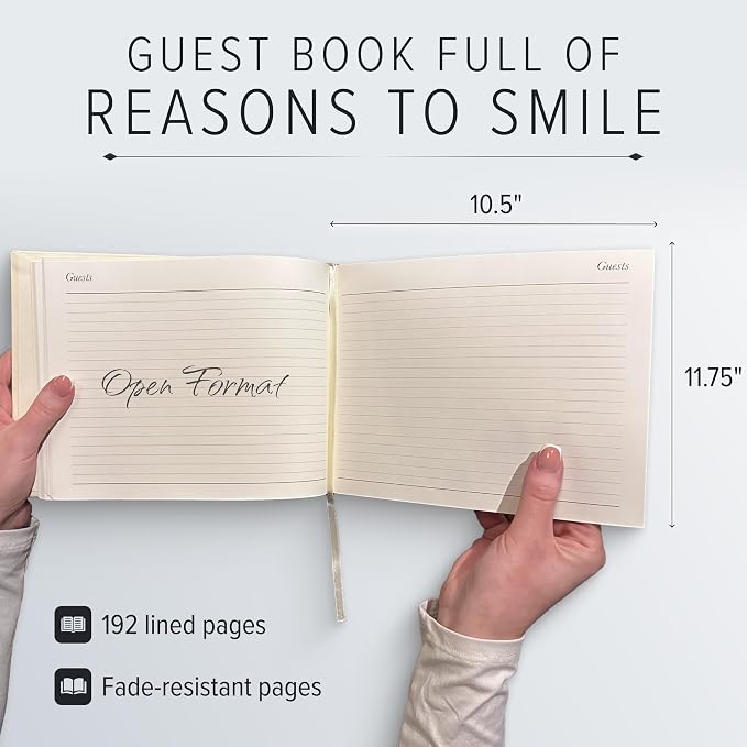 Gallery Leather Wedding Guest Book - for Reception, Baby and Bridal Shower | Birthday Party & Vacation Home - 192 Lined Pages to Sign In & add Polaroid Photo - 9x7" - Acadia Navy - US Air Force - Image 5