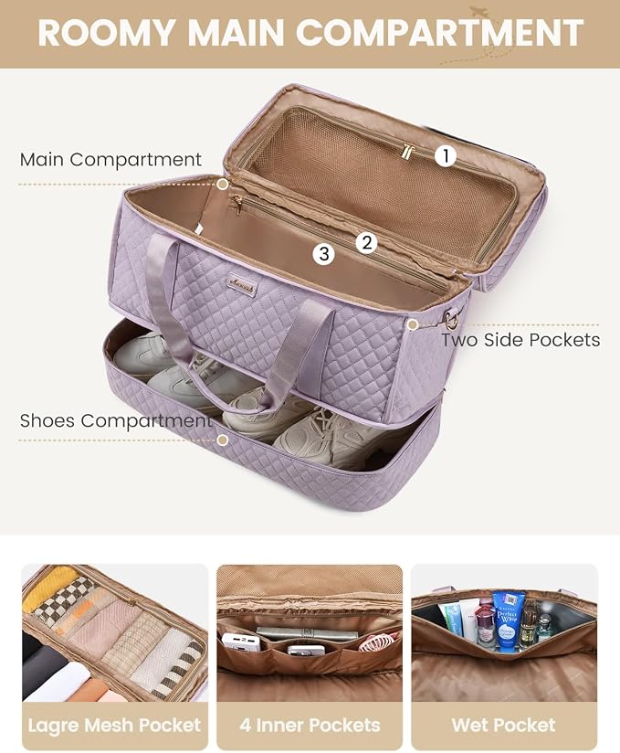 LOVEVOOK Large Travel Duffle Bag, Weekender Bags for Women With Shoe Compartment, Overnight Hospital Bag For Women Labor Delivery, Carry on Bag Personal Item Travel Bag, Yoga Gym Duffel Bag - Image 2