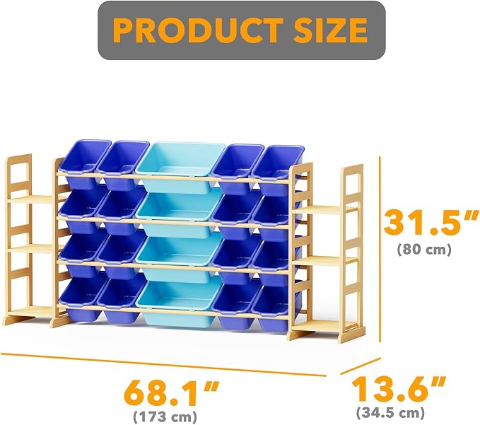 SpaceAid Toy Storage Organizer with 6 Shelves and 20 Bins, Toy Organizers Storage Bookshelf, Kids Bin Shelf Toys Box Bookcase for Bedroom Playroom Organization Room Decor, Blue and Navy Blue - Image 2