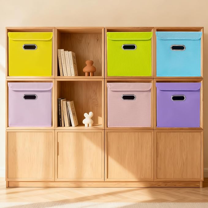 Closet Organizers Fabric Storage Bins With Lids Collapsible Cube Storage Organizer Basket With Handles,Storage Boxes for Clothes Storage,Office,Laundry,Shelves,6 Pack,(multicolour) - Image 4