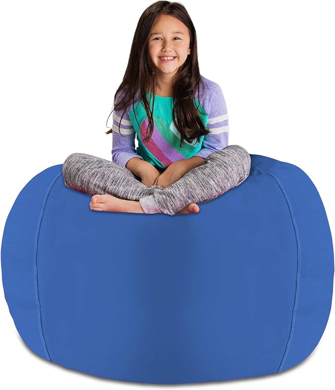 Posh Stuffable Kids Stuffed Animal Storage Bean Bag Chair Cover - Childrens Toy Organizer, X-Large 48" - Solid Royal Blue by PoshCreations
