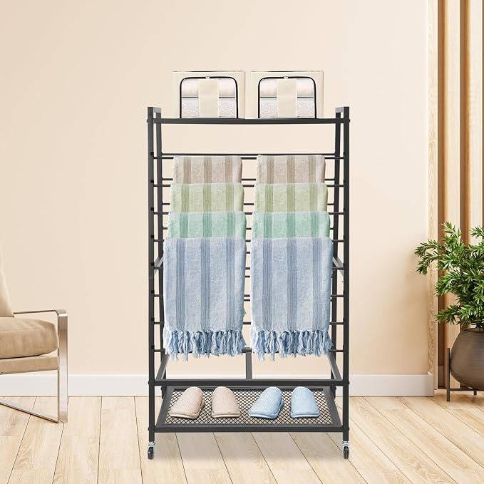 16 Tier Ribbon Organizer for Craft Room, Double-Sided Ribbon Holder Organizer Rack, Black Metal Ribbon Storage Rack for Craft Room Cake Shop Flower Store - Image 5