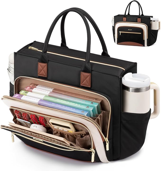 LOVEVOOK Work Tote Bags for Women,Laptop Teacher Bag With File Organizer | Large Cup Holder,Teacher Tote Bag,Nurse Bags,Multi-Pockets Professional Briefcase Business Purses Handbag by LOVEVOOK