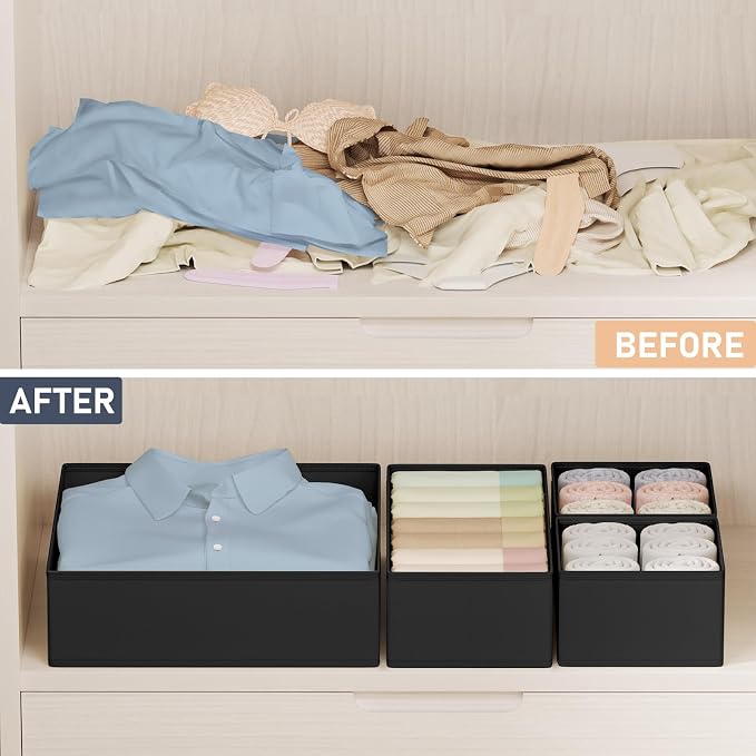 DIMJ Drawer Organizer Clothes Storage - 24 Pack Baby Dresser Organizer for Nursery, Small Fabric Closet Drawer Organizer Bins for Underwears Socks, Foldable Storage Dividers Organization for Bedroom - Image 5