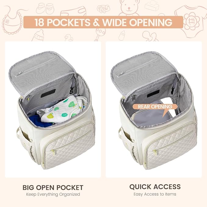 LOVEVOOK Diaper Bag Backpack Large Capacity Baby Bag with Portable Changing Pad, Multifunction Baby Travel Backpack - Image 4