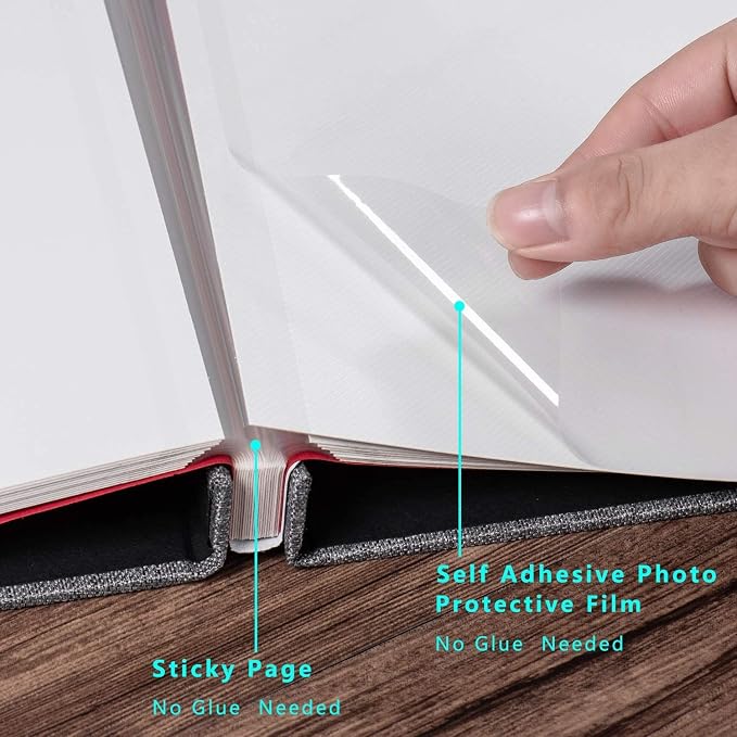 Large Photo Album Self Adhesive 4x6 8x10 10x12 13"x12.8" Magnetic Scrapbook 12.6"x11" Inch 40 Pages Linen Cover DIY Photo Album with A Metallic Pen and Plastic Board(Gray) - Image 3