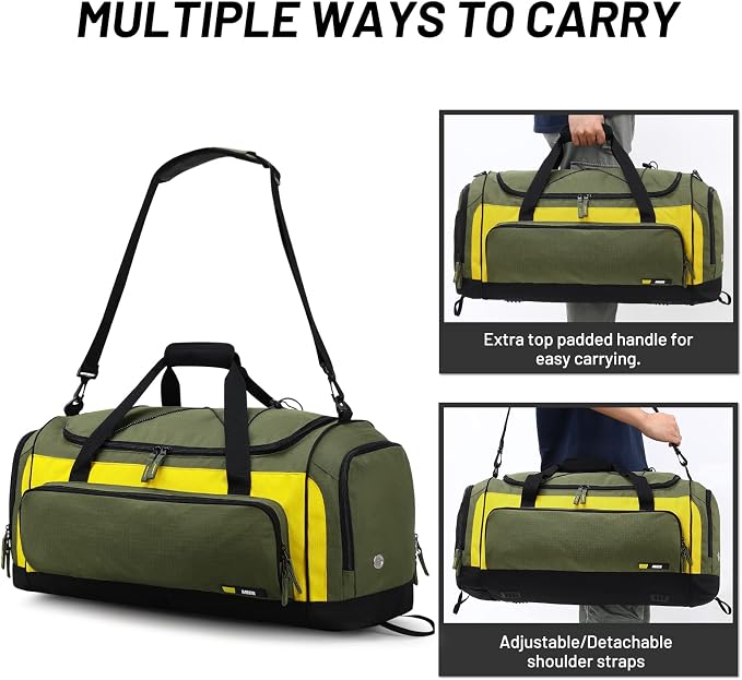 MIER Large Gym Bag for Men 60L Duffel Bag with Shoe Compartment | Lightweight & Durable Sports Duffles; Suited for Workout Fitness Travel Weekender; Water Resistant; Adjustable Shoulder Strap - Image 3