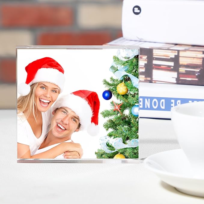 Yalikop 4 Pcs 4 x 4 Inch Thick Clear Acrylic Magnetic Photo Frames, 20mm Thickness Double-sided Transparent Visible Picture Frame Desktop Display for Home Office School Store Supplies - Image 4