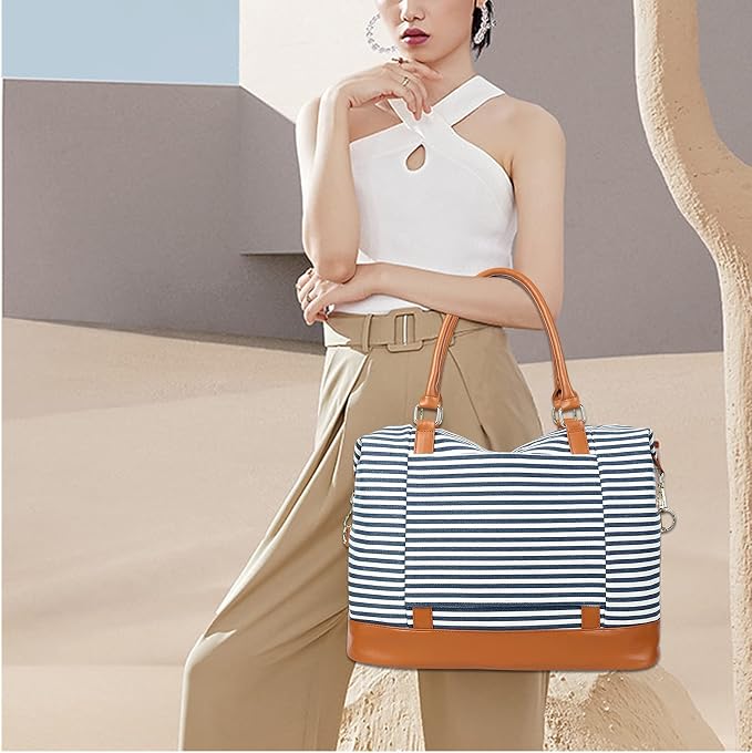 Bluboon Travel Tote Bags with Zipper Ladies Canvas Bag Weekender Overnight Bag for Women Carry on Duffel Bag Trolley Sleeve - Image 3