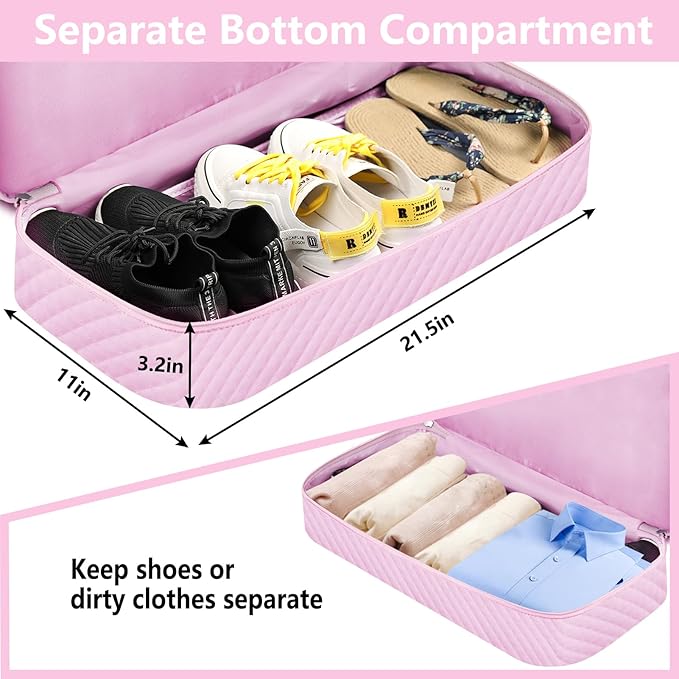 ITIEZY Weekender Bag for Women 21.5" Travel Duffel Large Carry On Bag 3PCS | Nylon Duffel Bag with Waterproof Shoe Compartment, Crossbody Bag and Toiletry Bag, Travel Weekend Hospital Overnight Gym Bag - Image 3