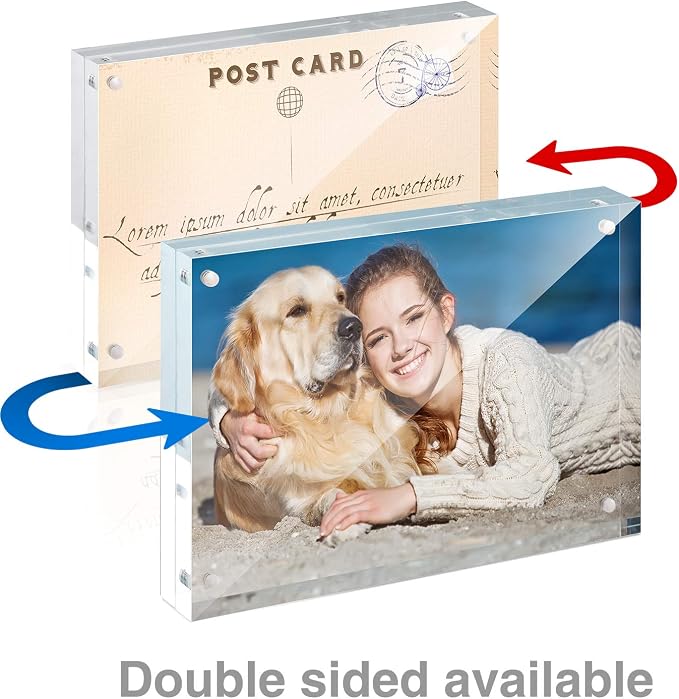 5x7 Acrylic Frame 5 Pack,24MM Thicker Frameless Clear Picture Frames | Freestanding Double Sided Magnetic Picture Frame,Acrylic Picture Frames for Desktop Display with Microfiber Cloth,Gift Ideal - Image 4