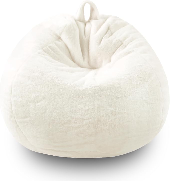 Faux Fur Bean Bag Cover (No Filler)Stuffed Animal Storage Adults Kids Beige | Bean Bag Covers Large Bean Bag Sofa for Kids Teens, furry fuzzy surface, for living room bedroom kids holiday gift - Image 8