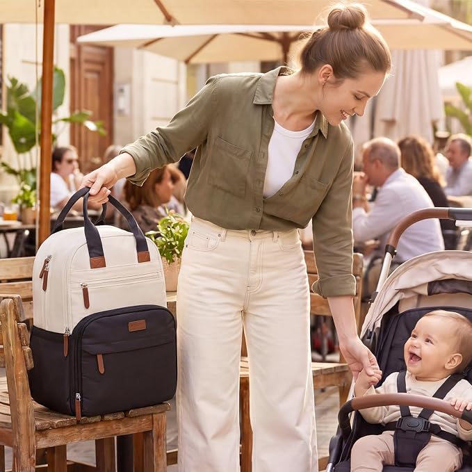 mommore Diaper Bag Backpack Multi-pocket Baby Bag with Changing Pad | Travel Essentials for Mom & Dad, Insulated Pockets & Stroller Straps, Newborn Maternity Bag & Registry Must-Haves - Image 2
